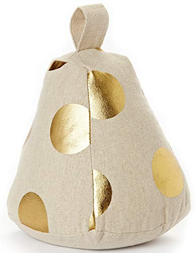 HEITMANN DECO Türstopper in Sackform – Stoff beige mit goldenen Punkten, schwer befüllt, dekorativer Türpuffer mit Trageschlaufe
