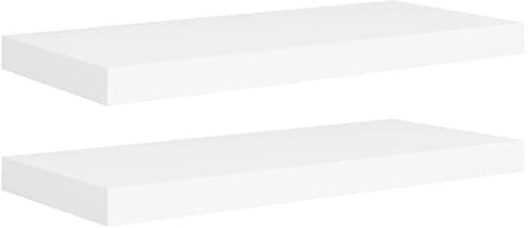 vidaXL 2X Wandregal Schwebend Hängeregal Wandboard Bücherregal Regalbrett Schweberegal CD DVD Regal Dekoregal Weiß 60x23,5x3,8cm MDF