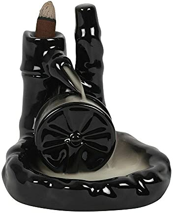Elegante schwarze Teekanne Rückfluss-Räuchergefäß – 14 cm x 13,5 cm (1 Stück) – auffälliges Keramik-Design mit Rückflusseffekt, schafft eine ruhige Atmosphäre mit sanftem Rauchfluss
