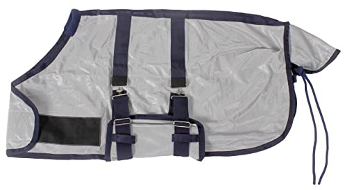 QHP Fohlenfliegendecke grau breiter Klettverschluss vorne Widerristpolster (65 cm)