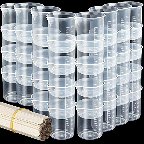 ANIPP éPoxy, Peinture 50 Ml Gobelet Gradué En Plastique Transparent Multifonction Pour RéSine,