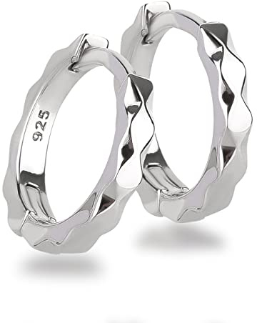 Schöner-SD 925 Silber Creolen 13mm poliert mit Wellenschliff