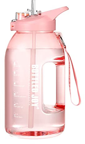 JIMACRO Trinkflasche Wide Mouth, 2.5 L Große Wasserflasche mit Zeitmarkierung, BPA Frei Auslaufsicher Kunststoff Wasserflasche Sport, Water Bottle für Gym, Fitness, Outdoor