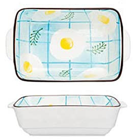 cooking teglia forno 570 ml da forno a cottura rettangolo ceramica smalto teglia da forno pattern di frutta stoviglie con manico forno vassoio da forno cucina bakware pan (2 pz) teglie da forno per la