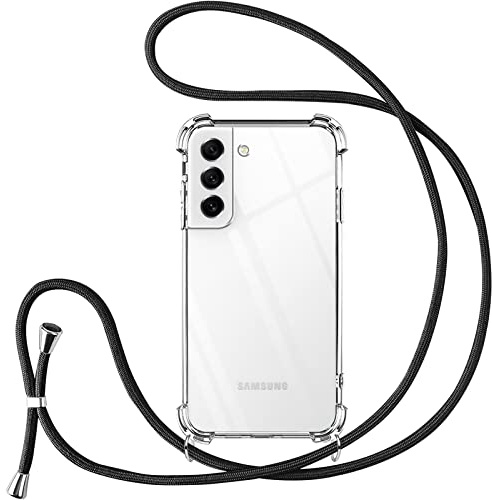 Vauki handyband für Samsung Galaxy S21 FE 5G Hülle mit Band Handyhülle Silikon Transparent zum Umhängen Stoßfest mit Kordel Necklace Schnur TPU Bumper Case für Samsung S21 FE 5G 6.4 Zoll