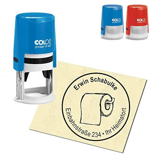 Stempel Adressstempel personalisiert - Klopapier - rund ∅ 40mm Automatikstempel als Firmenstempel Namensstempel Bürostempel