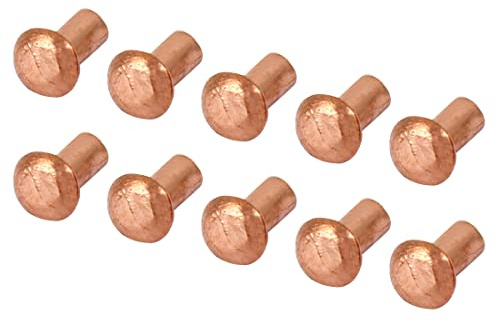 PATIKIL 100 Stück 2 mm x 3 mm Vollkupfernieten 4 mm Länge Rundkopf | Für Industrie und Heimwerkerarbeiten