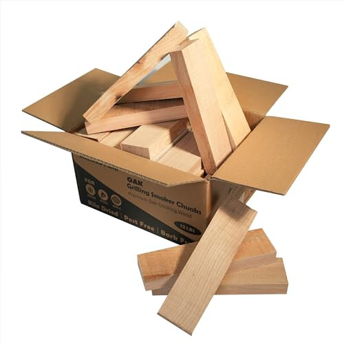 CONSDAN Wood Chips for Smoker, USA Grown Oak Pizza Oven Wood, BBQ Cooking Natural Wood Chunks, Kiln Dried Firewood, Smoking Wood Chips, All Natural Barbecue Smoker Blocks for Smoking Meat (12 LBS)