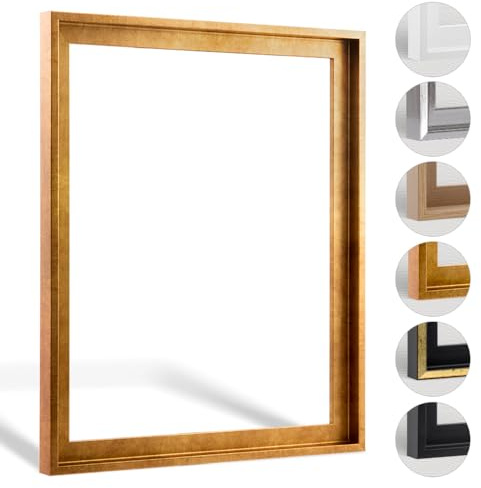 Haak Schattenfugenrahmen Levi in Blattgold 100 X 100 cm für Keilrahmenbilder und Leinwände Glanz Edition