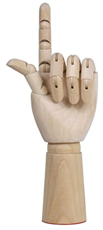 TOUROCMONT Gliederhand Holzhand Zeichenpuppe Modellhand 18 cm, 30cm, Links, Rechts, beweglich zum Malen(Links, 25CM)