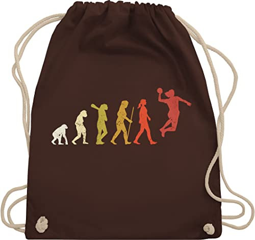 Turnbeutel Rucksack - Kinder Sport Kleidung - Handball Evolution Vintage - Unisize - Braun - handballbeutel handballer beuteltasche kinderturnbeutel hanball turnsäckchen beutel halbball tasche