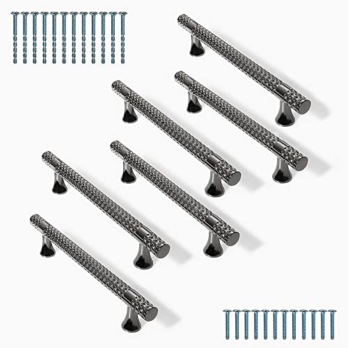 YNDD 6 Stück Griffe für Küchenschränke Schwarz, Schrankgriffe 128mm Lochabstand, Moderne Möbelgriffe, Zinklegierung Stangengriffe, Kommode Küchengriffe Ziehgriffe für Schubladen Kleiderschrank Möbel