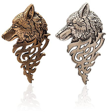 zalati Broche vintage en forme de tête de loup - Style rétro - Pour costumes, veste, sac - Décoration cadeau - Métal, Métal