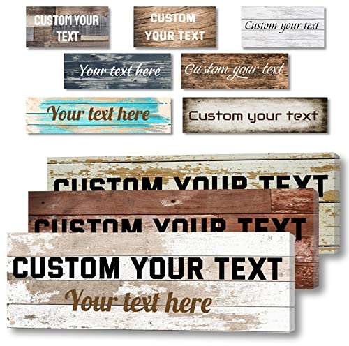 LZIMU Benutzerdefinierte Textschilder Wanddekoration personalisiertes Leinwandzitat Familienschild Holzhintergrund rustikale Bauernhausdekoration(13x38cm)