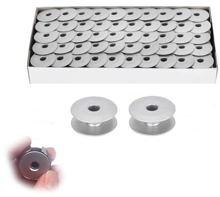 HERCHR Bobinas para Máquina De Coser 25mm, 100 Uds. Kits De Bobinas Bobinas De Aluminio Bobinas De Metal para Máquina De Coser Bobinas para La Mayoría De Las Máquinas De Coser(02)