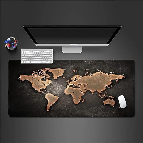 Gaming Mauspad Retro Weltkarte, XXL Gaming Mauspads 47,2x23,6x0,12 Zoll Verlängertes Großes Mauspad Schreibtischauflage, rutschfeste Gummibasis Einfach Zu Reinigen für Gamer/Desktop/Büro/Zuhause
