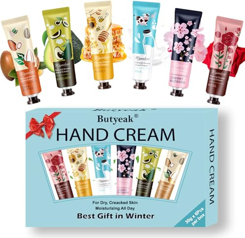 Handcreme Set, Handcreme, Handcremes Geschenkset,Handcremes Mini, Tägliche Feuchtigkeitsspendende Hand creme für die Hände, Tief Feuchtigkeitsspendend und Nährend, Bestes Geschenkset für Frauen 6*30g