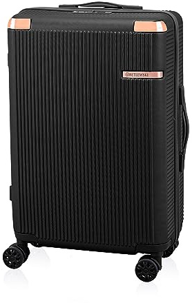 BETLEWSKI – Resväska Hårt Skal, Stor, Svart, M, 4 Hjul, 63 L, Kombinationslås, 66x42x25 cm, 63 L, ABS, Resistenta, 2 Fack, 2 Handtag, 360 Graders Roterande Hjul, Lätt, Säker, Resväska