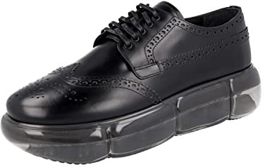 Prada Women's 1E071M B4L F0002 Black Full Brogue Leather Lace-up Shoes UK 8 / EU 41