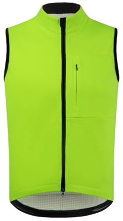RISESBIK Men's Thermal Fleece Cycling Vest Windproof Waterproof Outerwear Cycling Jersey Bike Gilet Sleeveless Bicycle Jacket (Green, XL)