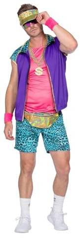 WILBERS & WILBERS 5966 - Festival 70er Jahre Outfit für Herren, Shorts, Shirt und Jacke, Leoparden Print, für Karneval, Mottopartys
