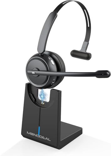 Bluetooth Kopfhörer mit Mikrofon, Wireless Kopfhörer mit Stummschalttaste, Kopfhörer Bluetooth mit Mikrofon V5.2 für PC Büro Callcenter Zoom Microsoft Skype