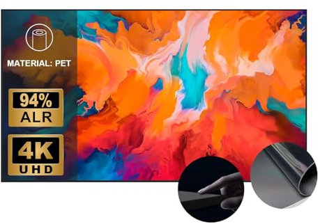 Wupro Gallery Écran de Projection Fixe CBSP ALR avec Cadre Fin, 4K/8K, HDR Actif 3D 70 Pouces pour Projecteurs à Ultra Courte Distance en Environnements à Forte Lumière Naturelle