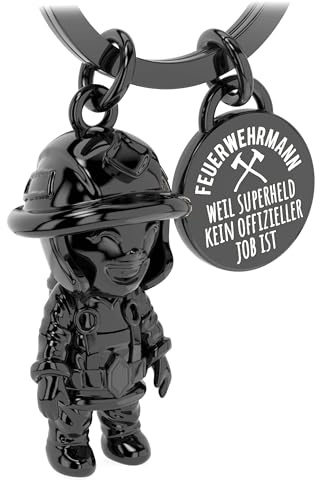 LANOLU Schlüsselanhänger Feuerwehrmann, Feuerwehr Geschenke für Männer, Glücksbringer Geschenke für Feuerwehrmänner aus Metall