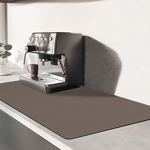 TENQUAN Tappetino per piatti ad asciugatura 50x40cm Tappetino Drenante per cucina con antiscivolo Fondo Tappetino per Assorbente Macchina da Caffè Scolapiatti per piatto Lavello(Marrone)