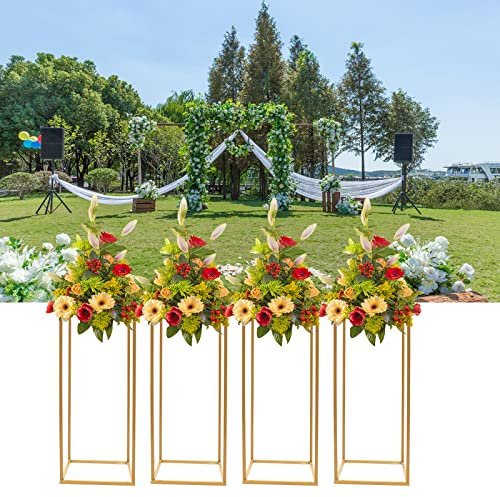 KEESUNG 4 soportes para flores de boda de metal, soporte de suelo, decoración de boda, columna de flores, jarrón de suelo alto, columna de metal, soporte para boda, decoración de boda, decoración de