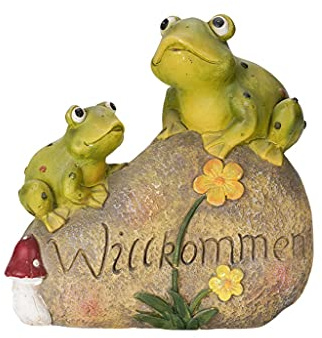 MOOWI Gartendekoration Outdoor Simulation Frosch Willkommen Karte Dekoration Ornamente Tier Skulptur Dekor, verwendet for Hotel Restaurant Rasen Garten Dekorieren Ornament Gartendeko