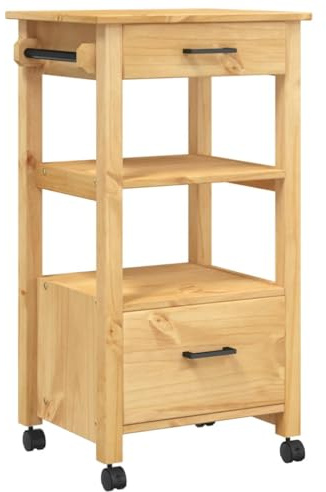 vidaXL Carrello da Cucina Monza 48x40x88,5 cm in Legno Massello di Pino