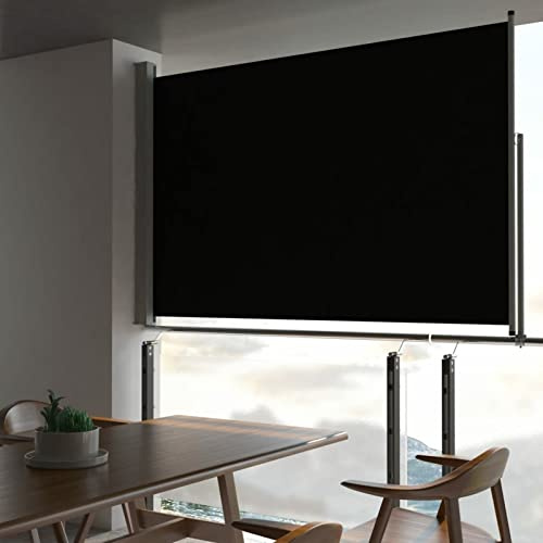 BaraSh Toldo Lateral retráctil para Patio 160x300 cm Negro Doble Pantalla retráctil Impermeable, Divisor de habitación retráctil para privacidad, jardín, al Aire Libre, Patio y terraza