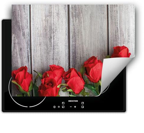DarHaus Copri piano cottura induzione 80x52 cm copertura per piano cottura vinile - Rose rosse