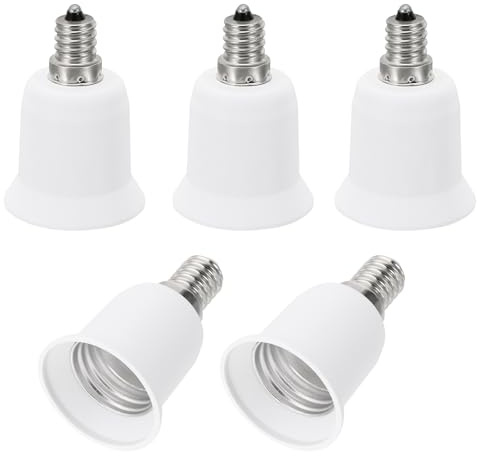 PATIKIL E12 vers E26/E27 Lumière Douille Adaptateur, Adaptateur de douille, 5pcs Lampe Support Convertir Vis Base Convertisseur pour Halogène CFL Lumière Ampoule, Blanc