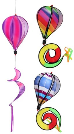 OFFSCH 3 Stück Ballon Windspiele Aus PVC Bunt Kreative Garten Deko Für Party Terrasse Hängende Spiral Ballondekoration