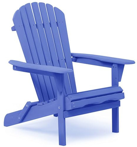 Gvqng Klappbarer Holzstuhl, Teilweise Vormontiert Holz-Loungesessel, Outdoor Holz-Klappstuhl, FüR AußEnterrasse Garten Rasen Hinterhof Terrasse Pool Strand,Blau,1pcs