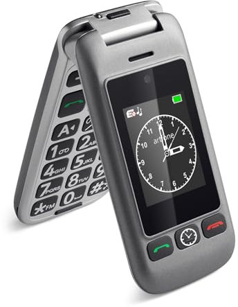artfone G6 4G Telefono Cellulare per Anziani丨Flip Telefoni Cellulari con Tasti Grandi丨2.4+1.77 Doppia Display丨Funzione SOS丨Volume Alto丨Chiamata Rapida丨Batteria da 1300 mAh丨Base di Ricarica - Grigio