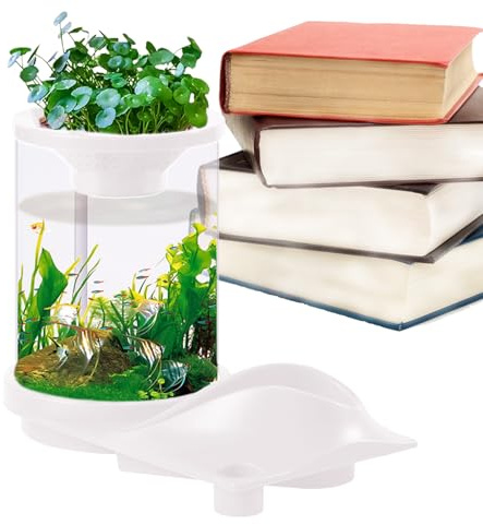 Small Betta Fish Tank - Self-Sustaining Quiet Fish Bowl With Filter System,Small Aquaponic Hydroponic Aquarium Ecosystem for Home, Fish Store, Apartment, Workplace