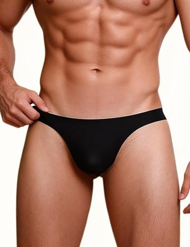 ohmydear String för män tanga bikini med låg midja i silke, svart, XL