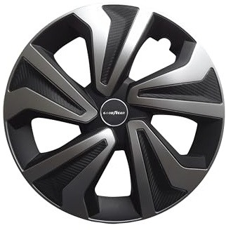 Goodyear Satz von 4 Radkappen 14 Montreal Modell Schwarz/Silber. Sportliches Design, das gut zum Äußeren des Fahrzeugs passt. Robuste und langlebige Konstruktion.