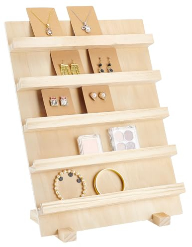 nbeads Holz-Ohrring-Display-Ständer, 5 Schichten Schmuck-Display-Halter Holz-Ohrring-Kartenhalter Schmuck-Display-Ständer für Home Office Einzelhandelsgeschäft, Schicht Höhe 6.2cm