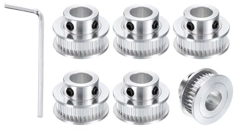 sourcing map GT-2 36T Riemenscheibe, Synchronrad, 10 mm Bohrung, Aluminium-Zahnriemenscheibe, 36 Zähne, passend für Breite 6 mm, Zahnriemen für 3D-Drucker, CNC-Maschine (mit Schraubenschlüssel), 6