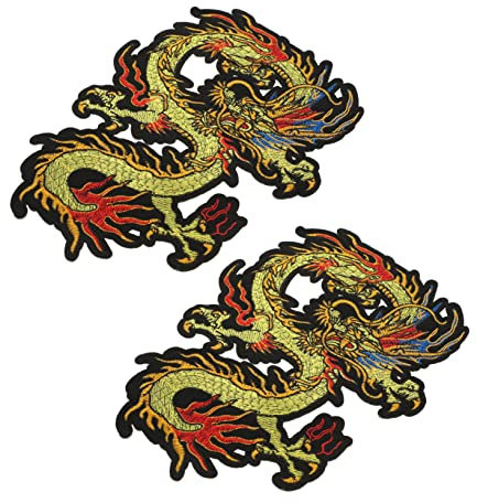 DIYEAH 2stücke Teiliges Dragon Patches Bestickt Zum Aufnähen Oder Aufbügeln Kreative Textilapplikation Zur Reparatur Und Dekoration Von Kleidung Jeans Und Taschen Langlebiges