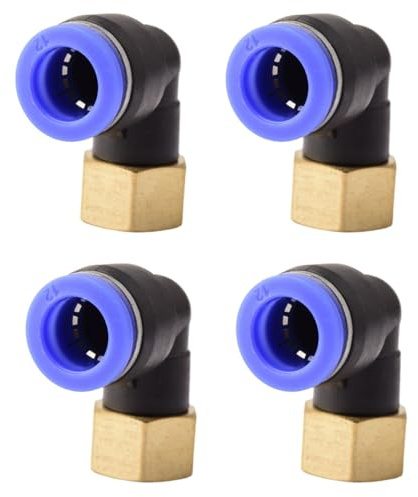 4 piezas 12mmx3/8 PT Racores neumáticos en codo de 90° con rosca hembra Enchufes rápidos neumáticos para mangueras Push-in Conexión push-in de aire comprimido