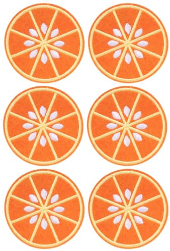 Aufnäher Patches 6 Stk Set DIY Kostüm Fasching Applikation (Orangen)