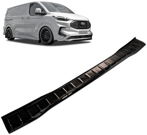 Chromemaster | Protection de Pare-Chocs Arrière Compatible avec Ford Transit Custom 2023+ | Plastique ABS, Brillant, Noir ; Protection de Seuil de Coffre pour Protéger Votre Voiture des Rayures