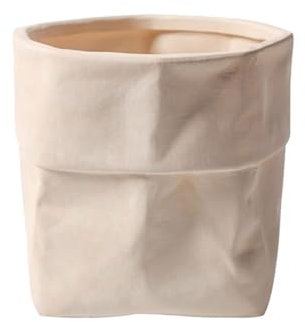 Jardinera Maceta reutilizable con forma de bolsa de papel, 3 tamaños, macetero de escritorio de cerámica con orificios de drenaje for balcón, sala de estar y dormitorio Interior-exterior(Grande)