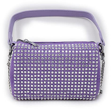 Emila Pochette tracolla con strass elegante da cerimonia donna ragazza signora borsa piccole gioiello clutch brillantini matrimonio borsetta a mano sera Lilla primavera estate 2026