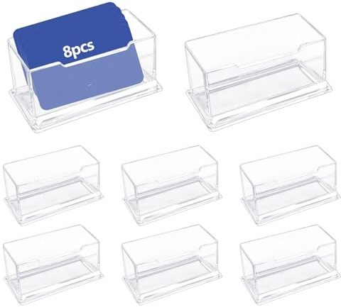 YTSMFL 8 StüCk Karteikartenbox, Transparent Kartenbox Acryl Visitenkarten-Etuis Business Card Holder VisitenkartenstäNder FüR Haus BüRo Schreibtisch Accessoire Klarer Visitenkartenhalter